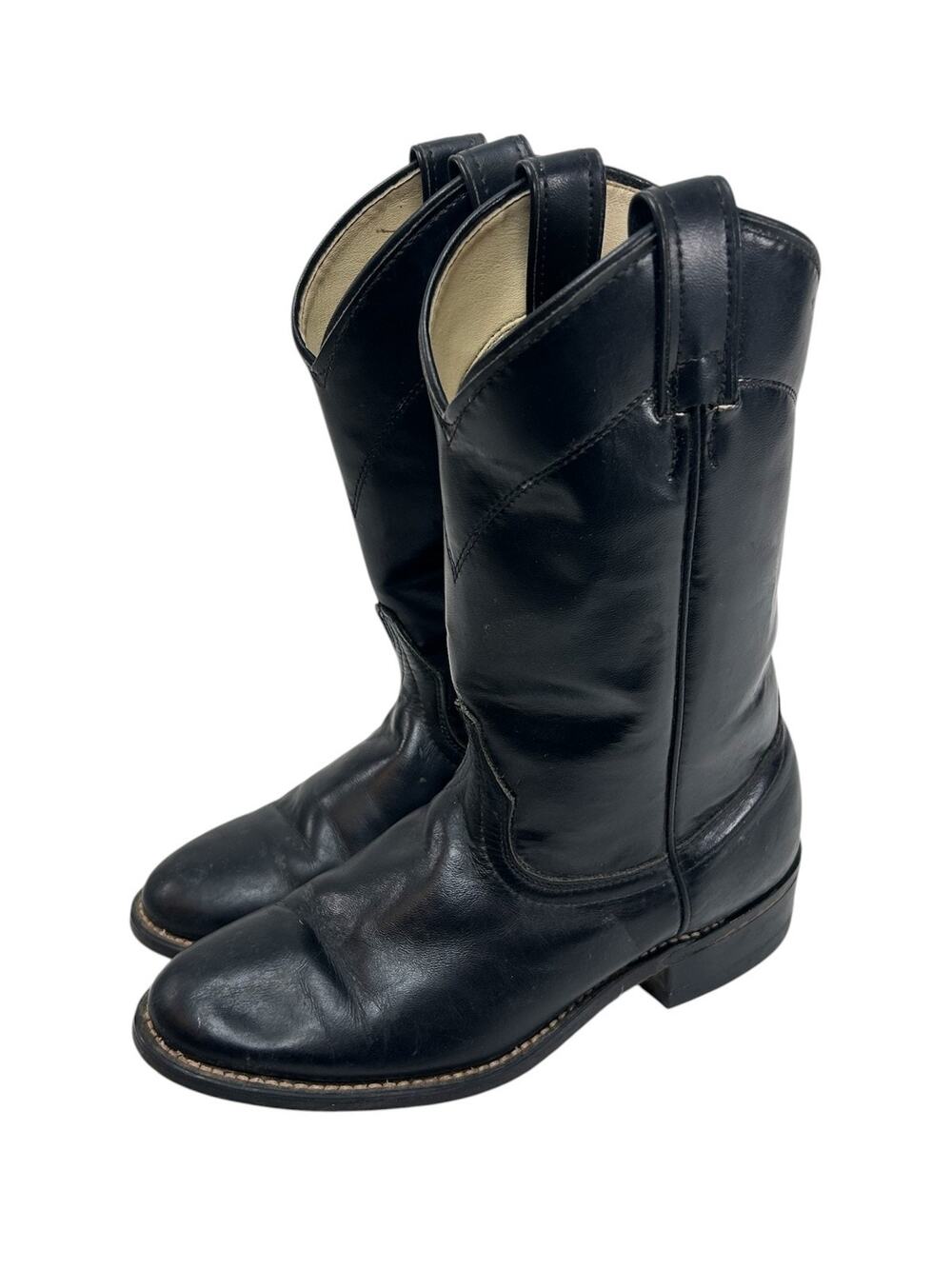 Laredo Cowboy Boots Black Leather Western Roper USA Made 6902 Women's Size 7.5M